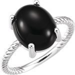 Platinum Natural Black Onyx Ring - 71695