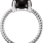 Platinum Natural Black Onyx Ring - 71695