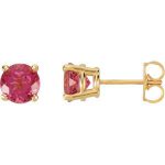 14K Yellow 6 mm Natural Pink Tourmaline Earrings - 68619