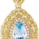 14K Yellow Swiss Blue Topaz & 1/2 CTW Diamond Pendant - 86091