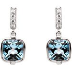 14K White Natural Swiss Blue Topaz and .07 CTW Natural Diamond Earrings - 66940