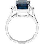 14K White Natural London Blue Topaz & 1/10 CTW Natural Diamond Ring - 61199