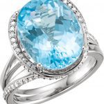 14K White Natural Swiss Blue Topaz & 1/2 CTW Natural Diamond Spiral Ring - 71698