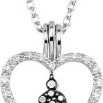 Sterling Silver 1/6 CTW Natural Black & White Diamond Heart 18" Necklace - 69955