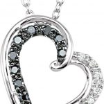 Sterling Silver 1/5 CTW Natural Black & White Diamond Heart 18" Necklace - 69956