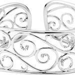 Sterling Silver 1/4 Natural Diamond Cuff 7" Bracelet - 68337