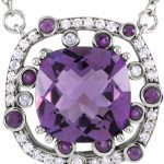 14K White Natural Amethyst & 1/6 CTW Natural Diamond 16" Necklace - 86110