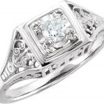 14K White 1/6 CTW Natural Diamond Filigree Ring - 60338