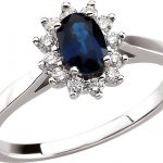 14K White Natural Blue Sapphire & 1/6 CTW Natural Diamond Ring - 61864