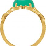 14K Yellow Natural Green Chrysoprase Cabochon Ring - 71567