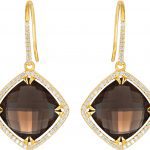 14K Yellow Natural Smoky Quartz & 5/8 CTW Diamond Halo-Style Earrings - 85491