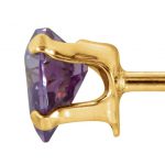 14K Yellow Natural Amethyst Youth Stud Earrings - 19132