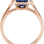 14K Rose Lab-Grown Blue Sapphire & .05 CTW Natural Diamond Ring - 71632