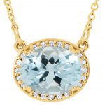 14K Yellow Natural Aquamarine & .04 CTW Natural Diamond 16 1/2" Necklace - 85903