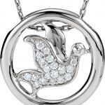 Sterling Silver 1/8 CTW Natural Diamond Dove Circle 18" Necklace - 650245