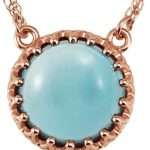 14K Rose 10 mm Natural London Blue Topaz Crown 18" Necklace - 28344