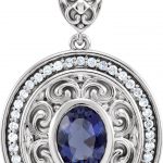 14K White Natural Iolite & 1/8 CTW Diamond 18" Necklace - 85704