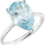 14K White Natural Sky Blue Topaz Rope Ring - 71730