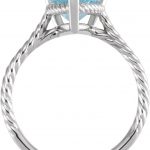 14K White Natural Sky Blue Topaz Rope Ring - 71730