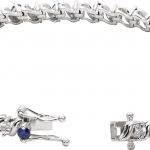 14K White Lab-Grown Blue Sapphire & 1/10 CTW Natural Diamond Line 7" Bracelet - 651634