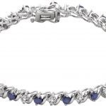 14K White Lab-Grown Blue Sapphire & 1/10 CTW Natural Diamond Line 7" Bracelet - 651634