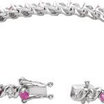 14K White Lab-Grown Ruby & 1/10 CTW Natural Diamond Line 7" Bracelet - 651634