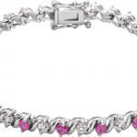 14K White Lab-Grown Ruby & 1/10 CTW Natural Diamond Line 7" Bracelet - 651634