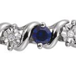 14K White Lab-Grown Blue Sapphire & 1/10 CTW Natural Diamond Line 7" Bracelet - 651634