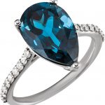 14K White Natural London Blue Topaz & 1/4 CTW Natural Diamond Ring - 71720