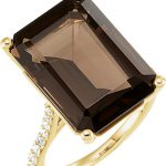 14K Yellow Natural Smoky Quartz & 1/4 CTW Diamond Ring - 71723