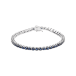 14K White Natural Blue Sapphire Line 7" Bracelet - 651742