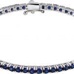 14K White Lab-Grown Blue Sapphire Line 7.25" Bracelet - 651204