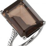 14K White Natural Smoky Quartz & 1/4 CTW Diamond Ring - 71723