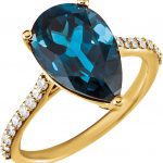 14K Yellow Natural London Blue Topaz & 1/4 CTW Natural Diamond Ring - 71720