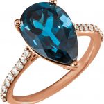 14K Rose Natural London Blue Topaz & 1/4 CTW Natural Diamond Ring - 71720