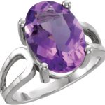 Platinum 14x10 mm Natural Amethyst Ring - 7748