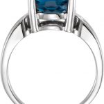 Platinum 12x10 mm Natural London Blue Topaz Ring - 7748