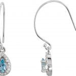 14K White Natural Aquamarine & 1/10 CTW Natural Diamond Earrings - 69713