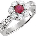 14K White Natural Ruby & 3/4 CTW Natural Diamond Cluster Ring - 121540