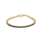 14K Yellow Natural Blue Sapphire Line 7" Bracelet - 651742