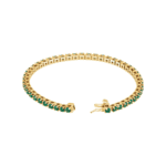 14K Yellow Natural Emerald Line 7" Bracelet - 651742