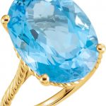 14K Yellow 18x13 mm Oval Natural Swiss Blue Topaz Rope Ring - 71728