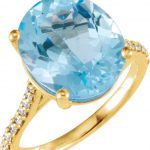 14K Yellow Natural Sky Blue Topaz & 1/4 CTW Natural Diamond Ring - 71722