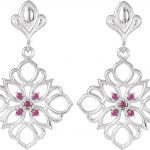 Sterling Silver & 14K White Natural Ruby Earrings - 85602