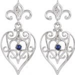 Sterling Silver & 14K White Natural Blue Sapphire & .04 CTW Natural Diamond Earrings - 85596