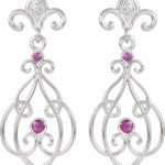 Sterling Silver & 14K White Natural Ruby & .025 CTW Natural Diamond Earrings - 85598