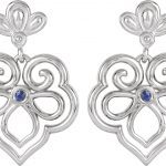 Sterling Silver & 14K White Natural Blue Sapphire Earrings - 85608