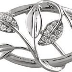 14K White .05 CTW Natural Diamond Floral Cuff 6" Bracelet - 650886