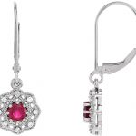 14K White Natural Ruby & 1/8 CTW Natural Diamond Halo-Style Earrings - 86243