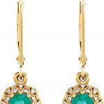 14K Yellow Natural Emerald & .08 CTW Natural Diamond Earrings - 86247